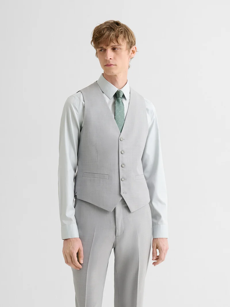 Costume 3 pièces slim gris clair en laine