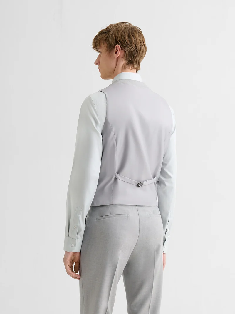 Costume 3 pièces slim gris clair en laine
