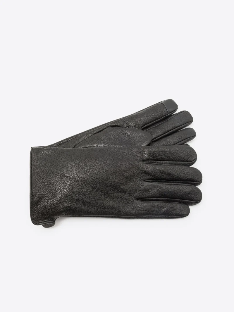 Gants en cuir grainé et fausse fourrure