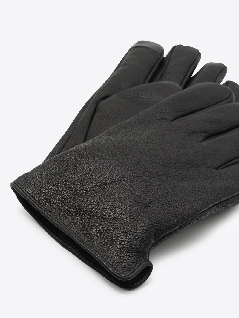 Gants en cuir grainé et fausse fourrure