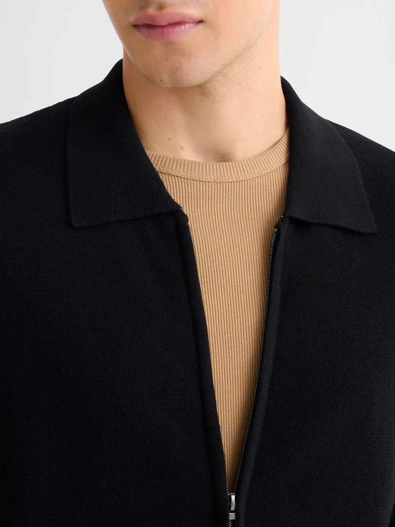 Cardigan zippé en laine Mérinos