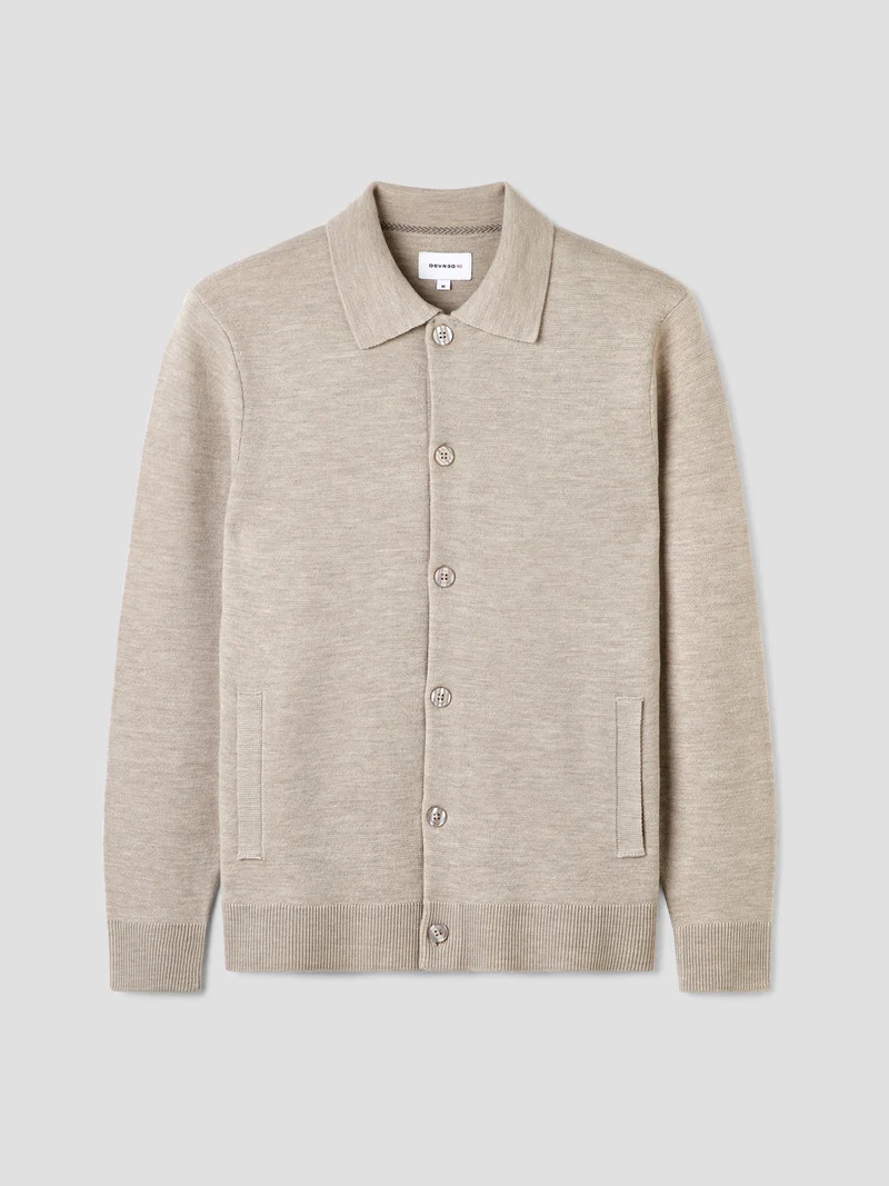 Cardigan boutonné en laine Mérinos