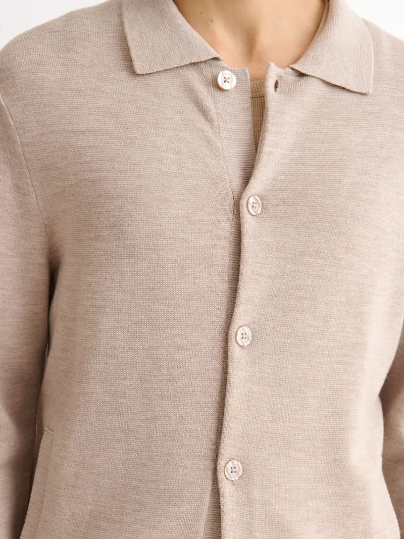 Cardigan boutonné en laine Mérinos