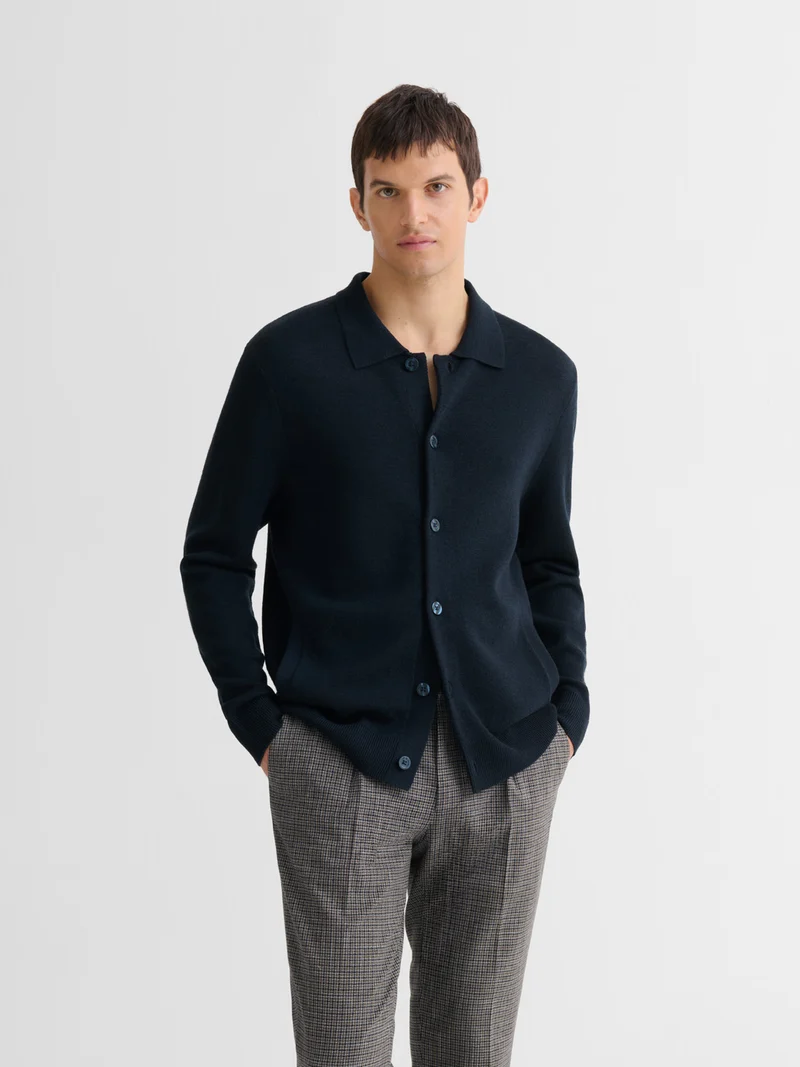 Cardigan boutonné en laine Mérinos