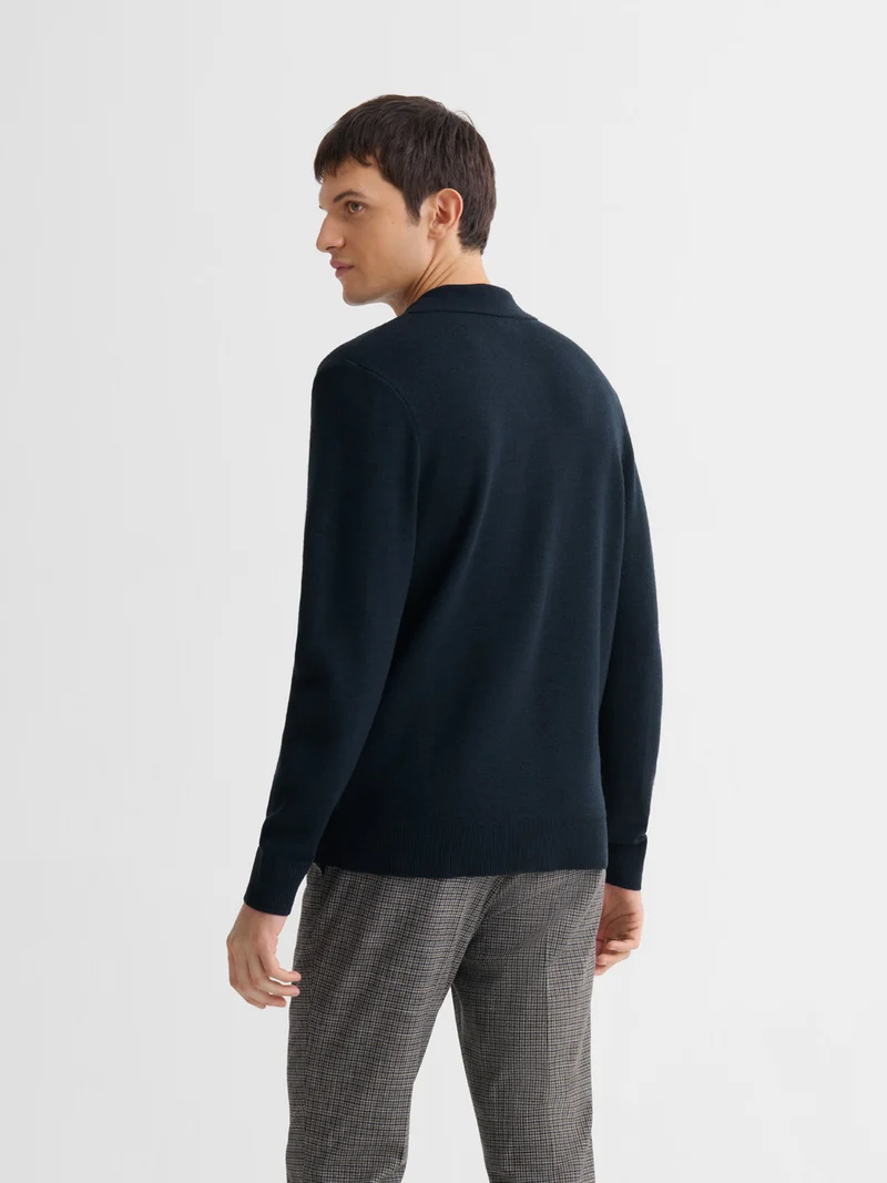 Cardigan boutonné en laine Mérinos