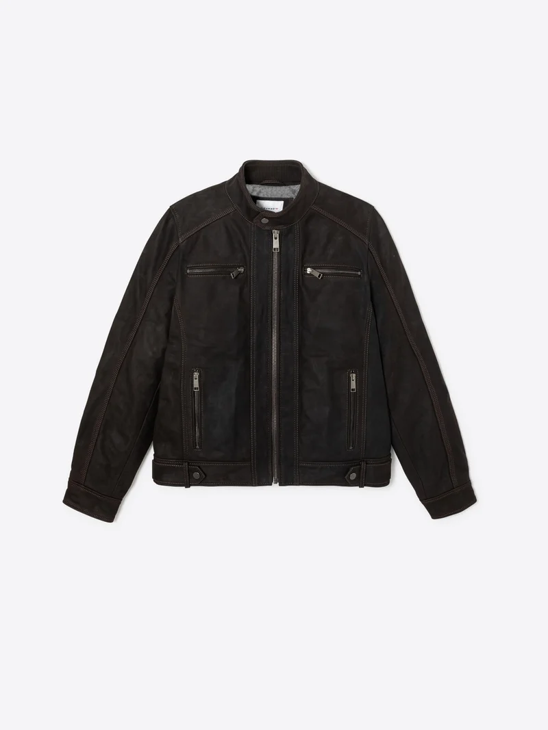 Blouson en cuir col montant