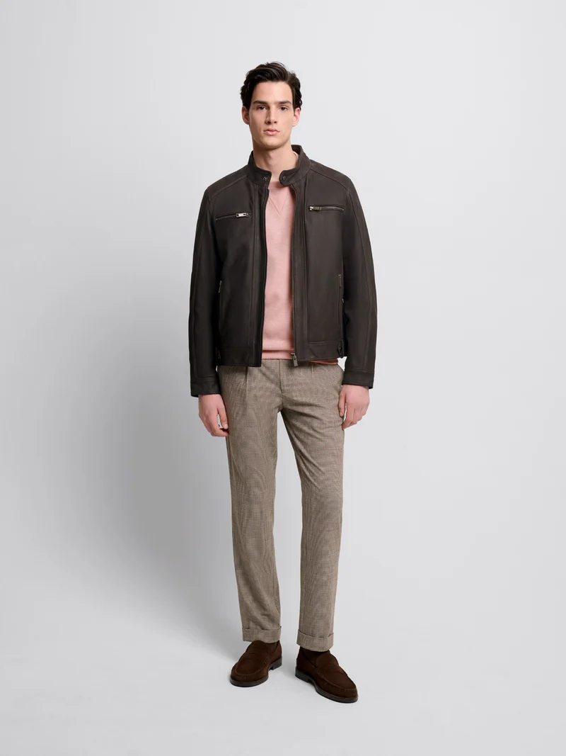 Blouson en cuir col montant