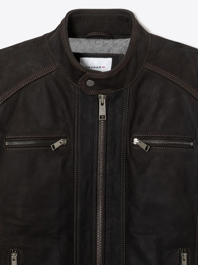 Blouson en cuir col montant