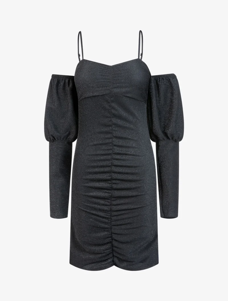 Robe pailletée à épaules nues - Noir