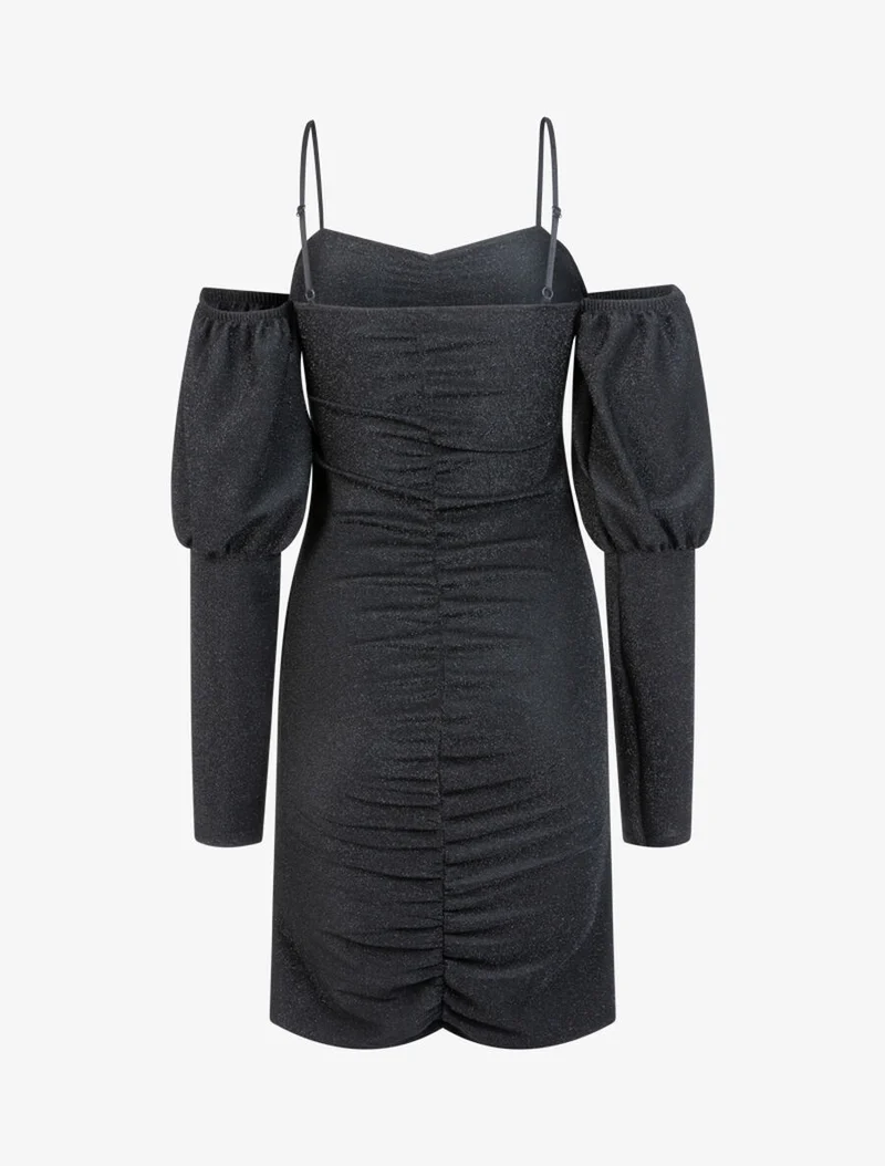 Robe pailletée à épaules nues - Noir