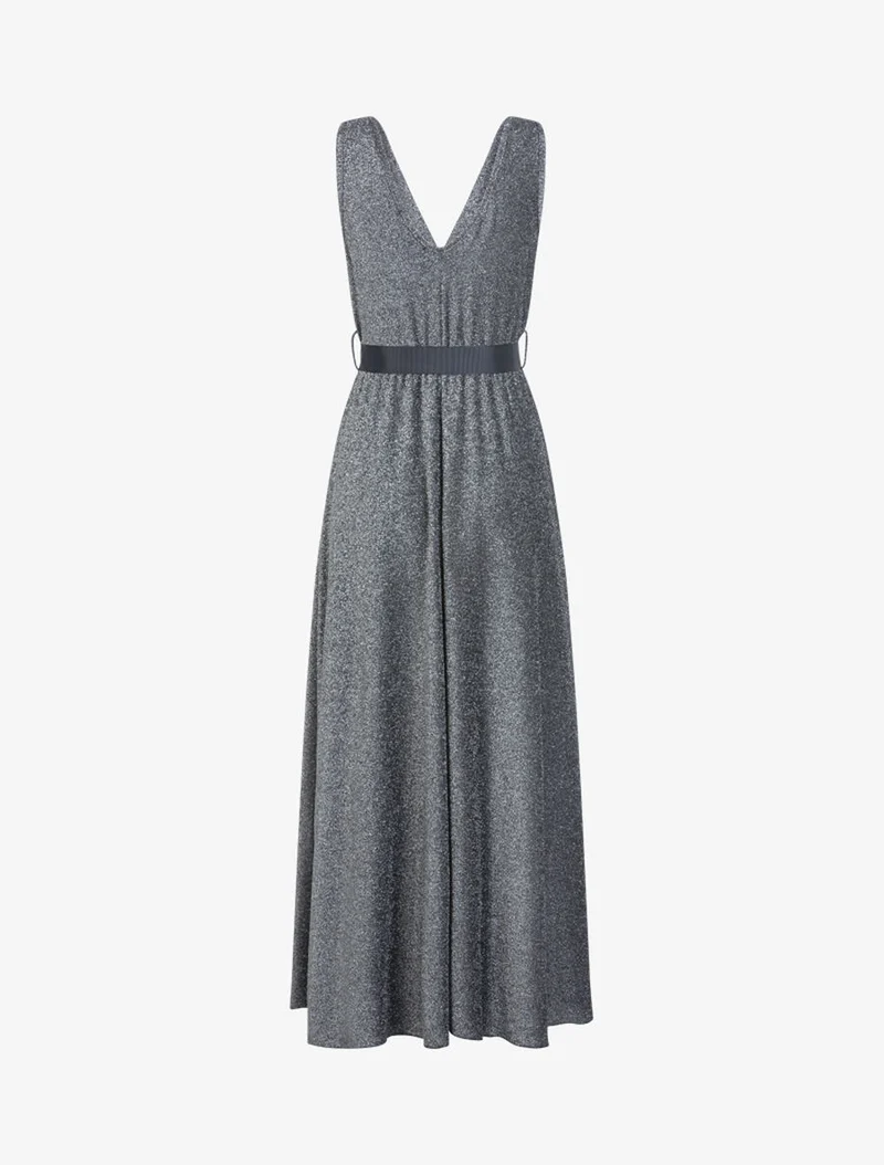 Robe longue pailletée - Argent