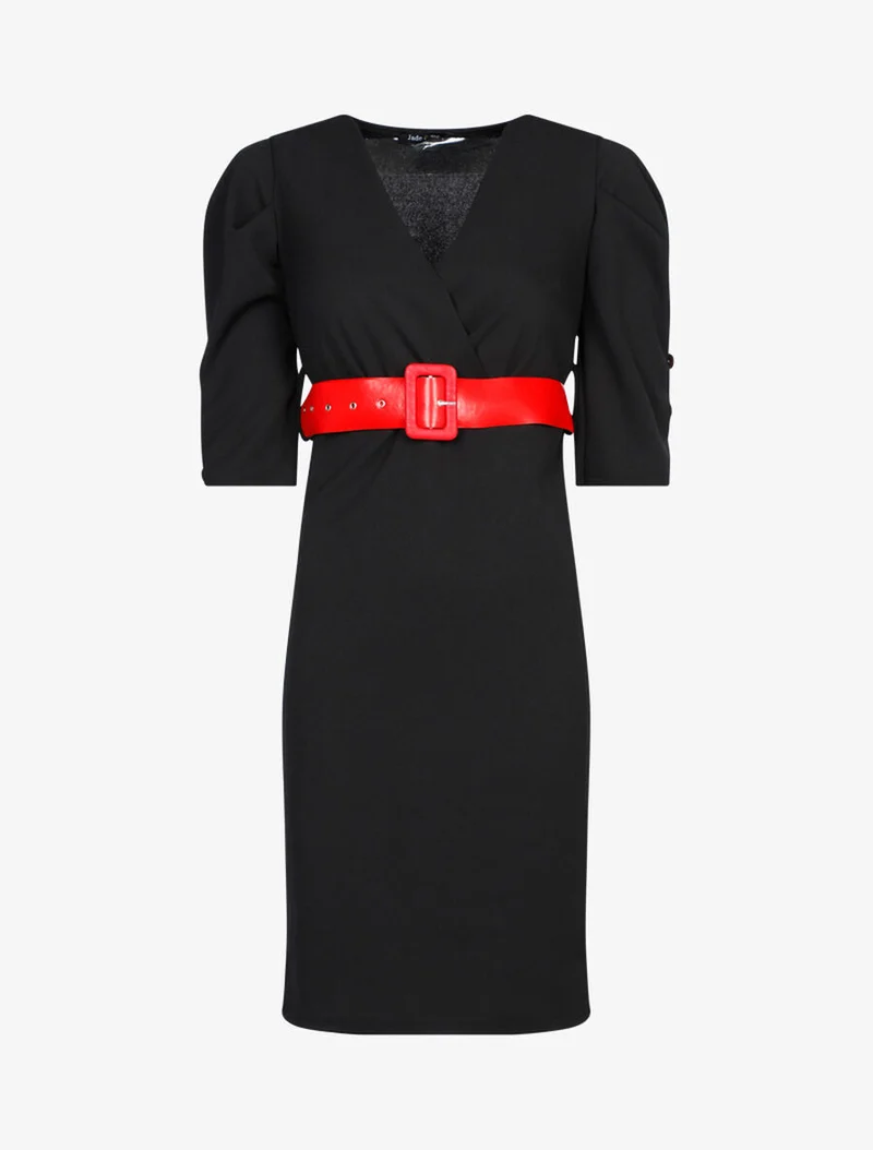 Robe à taille empire ceinturée - Noir