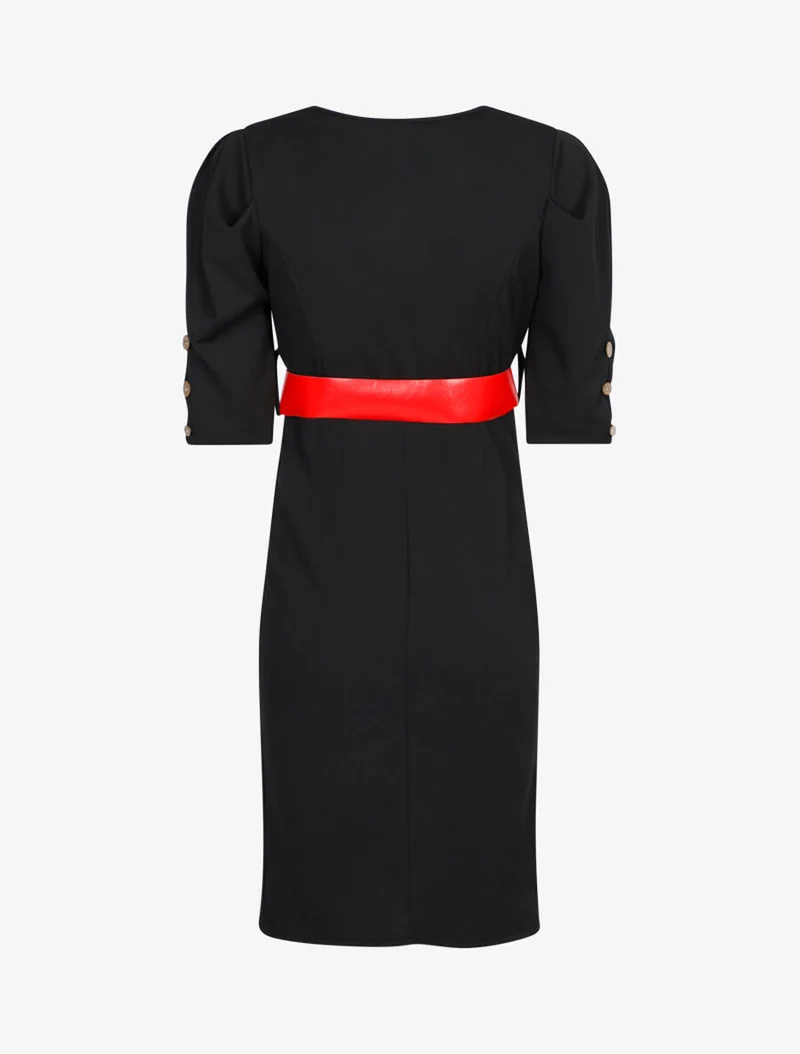 Robe à taille empire ceinturée - Noir