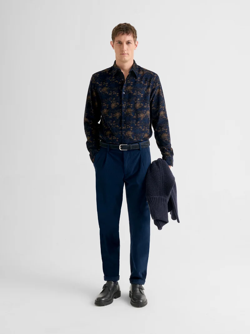 Pantalon à pinces en velours côtelé