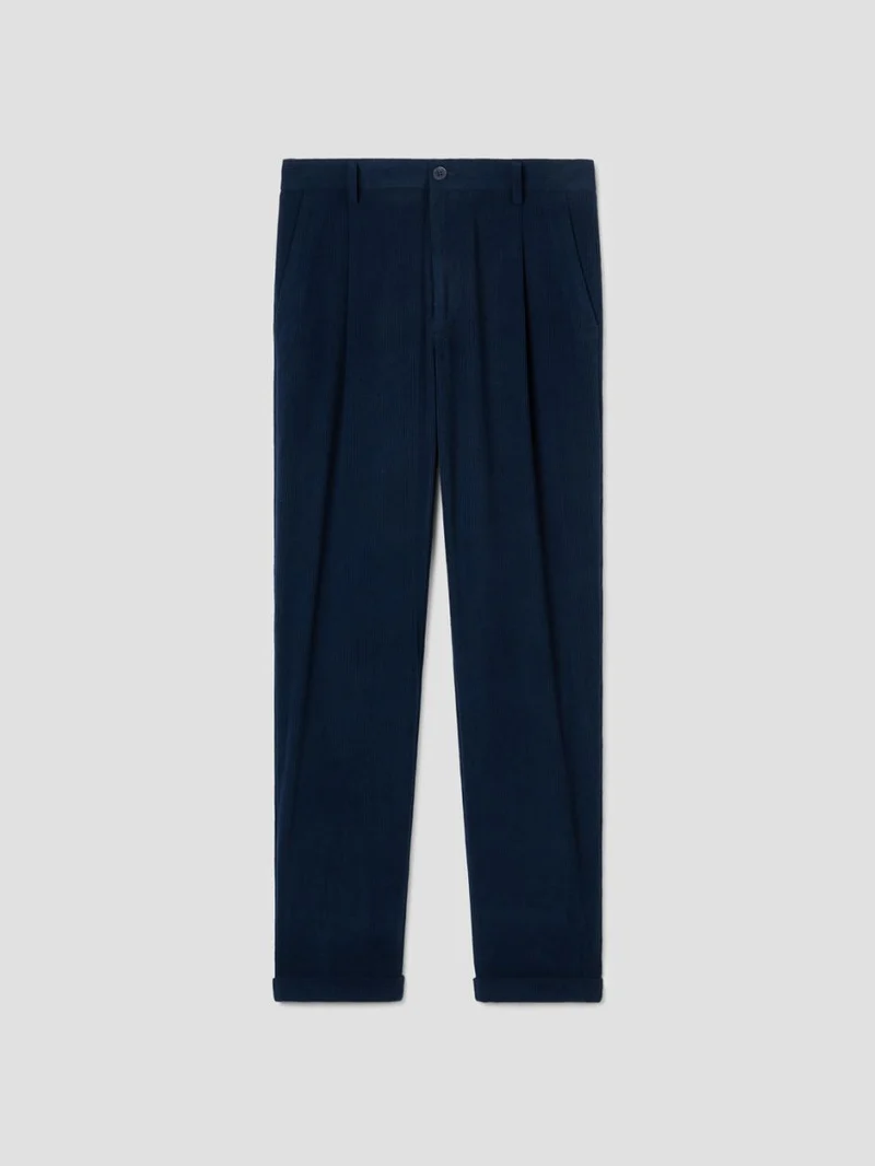 Pantalon à pinces en velours côtelé