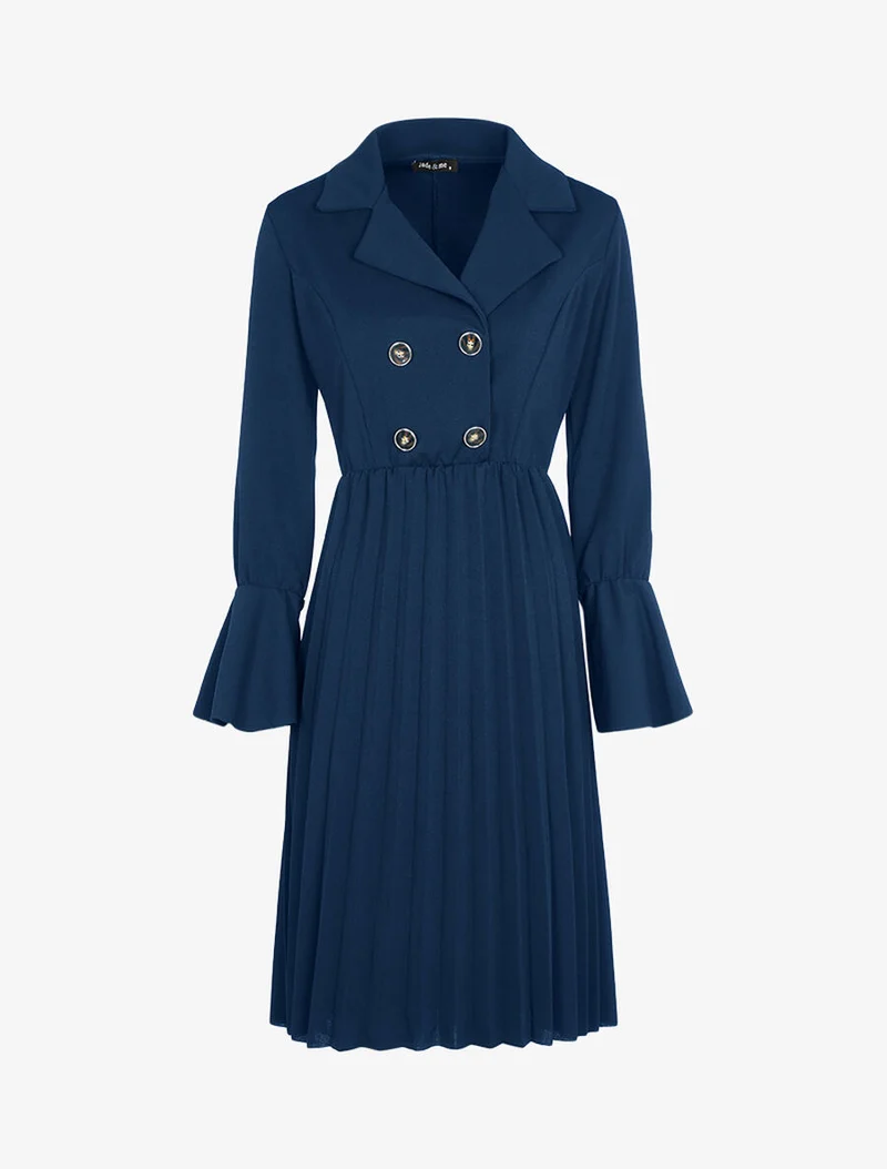 Robe style officier à bas gaufré - Marine