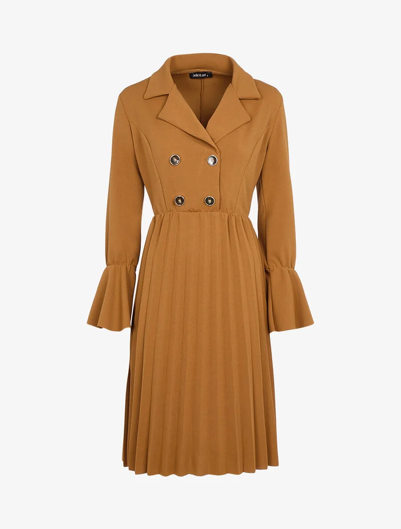 Robe style officier à bas gaufré - Camel