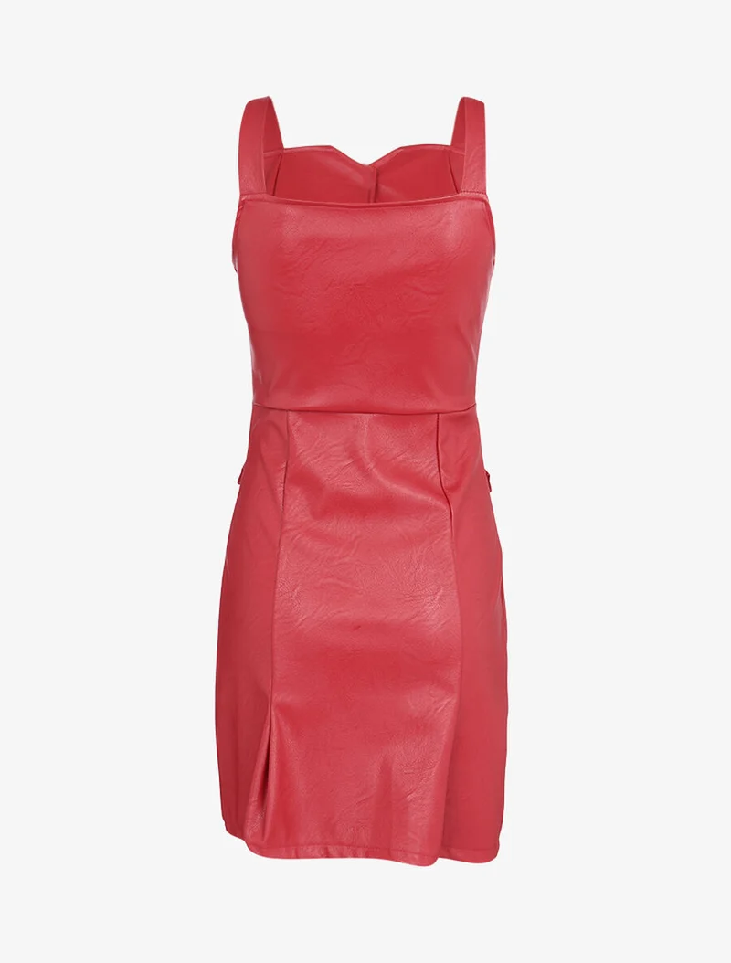 Robe chasuble en simili - Bordeaux