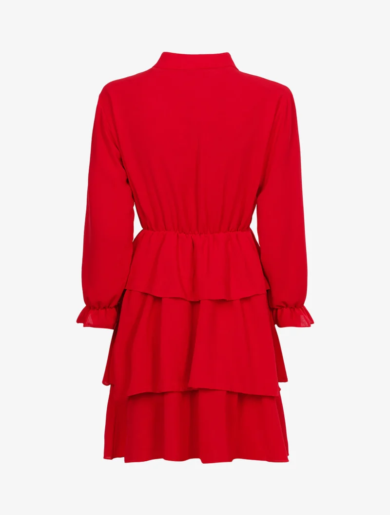 Robe à bas volanté - Rouge
