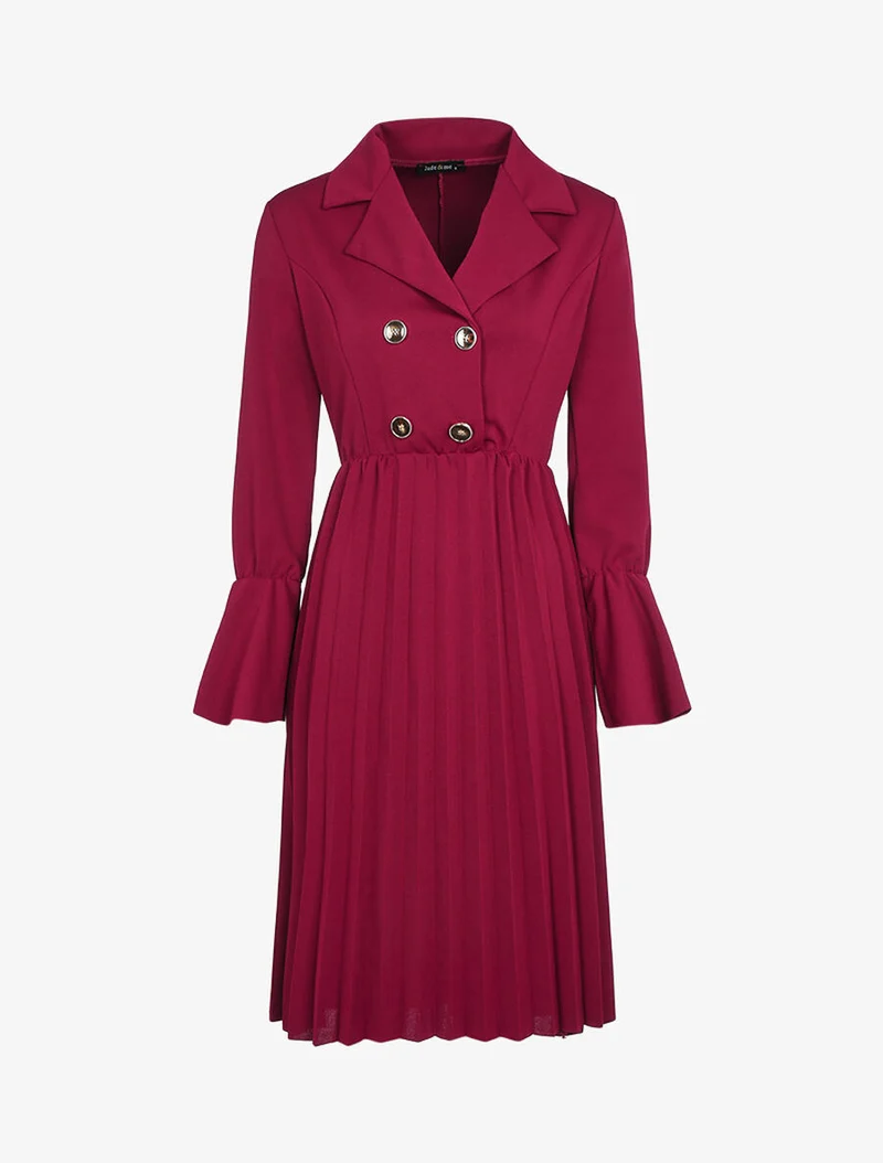 Robe style officier à bas gaufré - Lie de vin