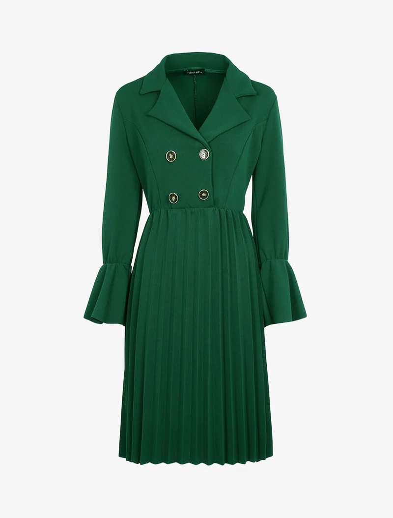 Robe style officier à bas gaufré - Vert