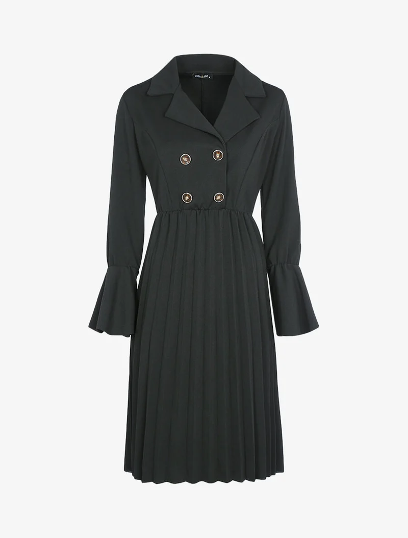 Robe style officier à bas gaufré - Noir