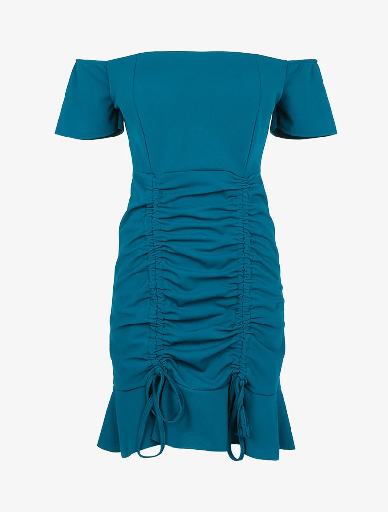 Robe à cordons de serrage - Bleu pétrole