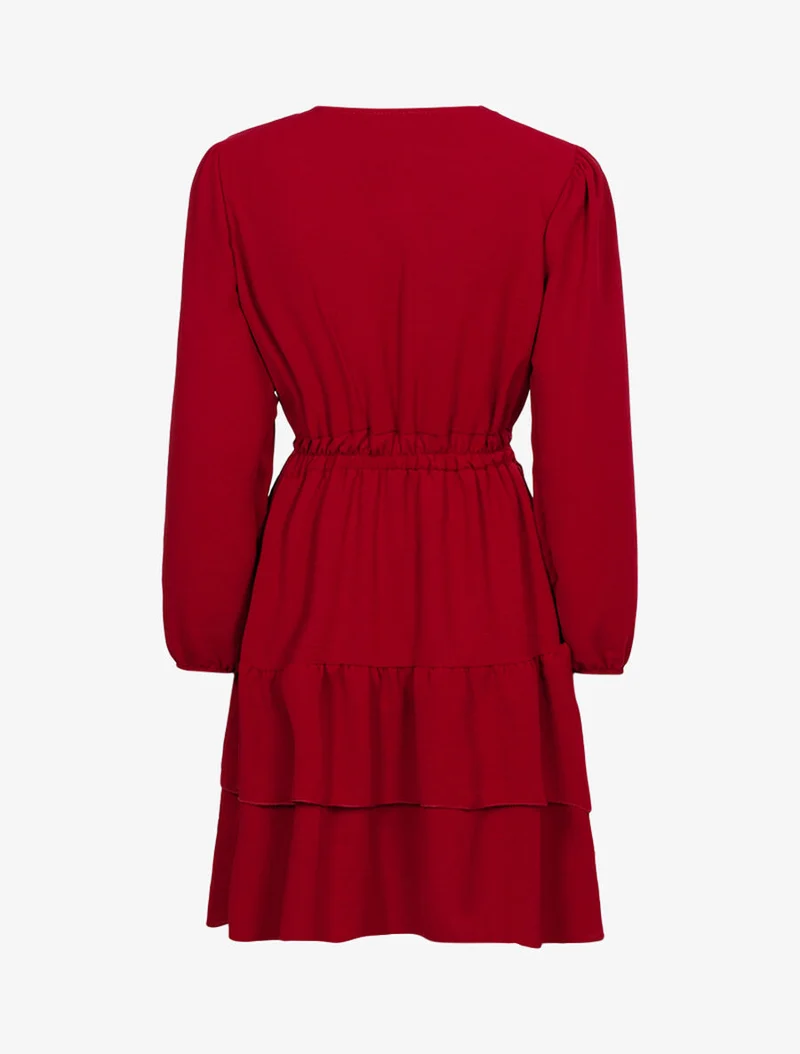 Robe légère à buste boutonné en V - Lie de vin