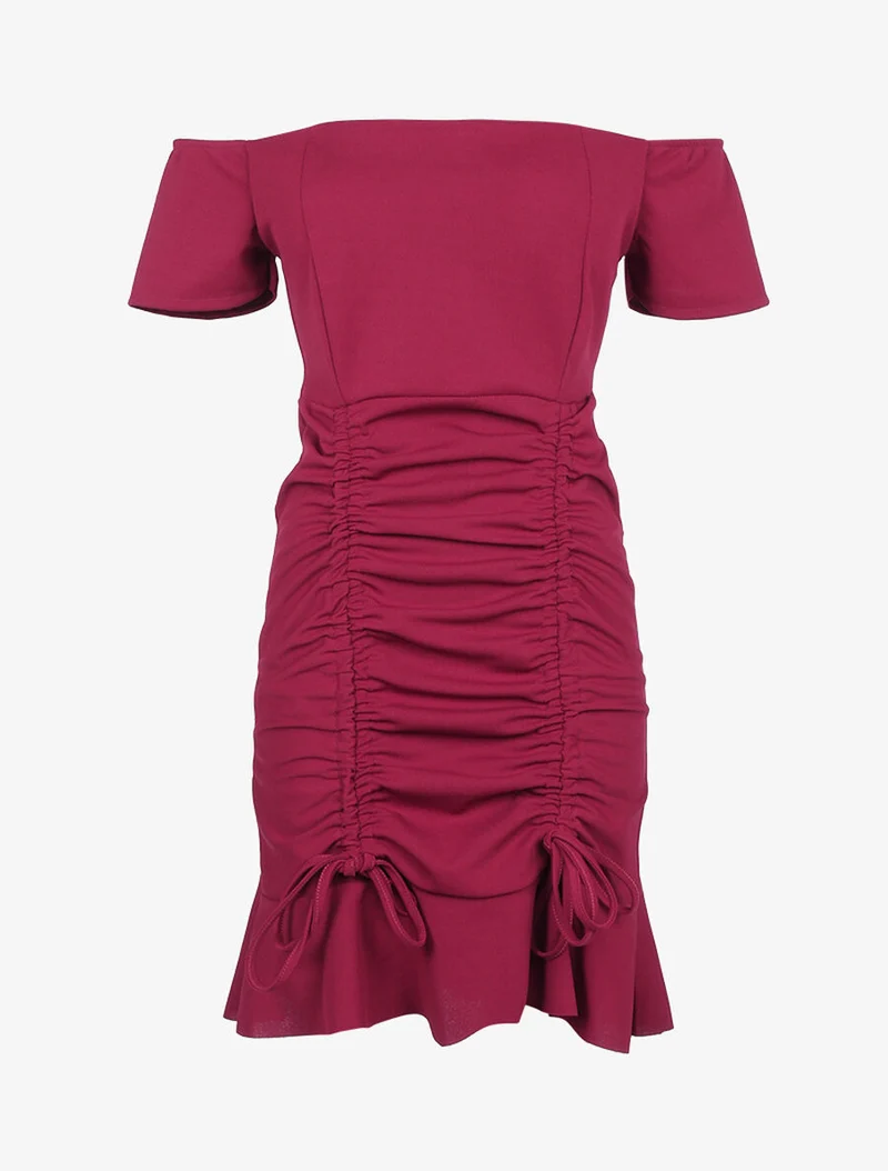 Robe à cordons de serrage - Bordeaux