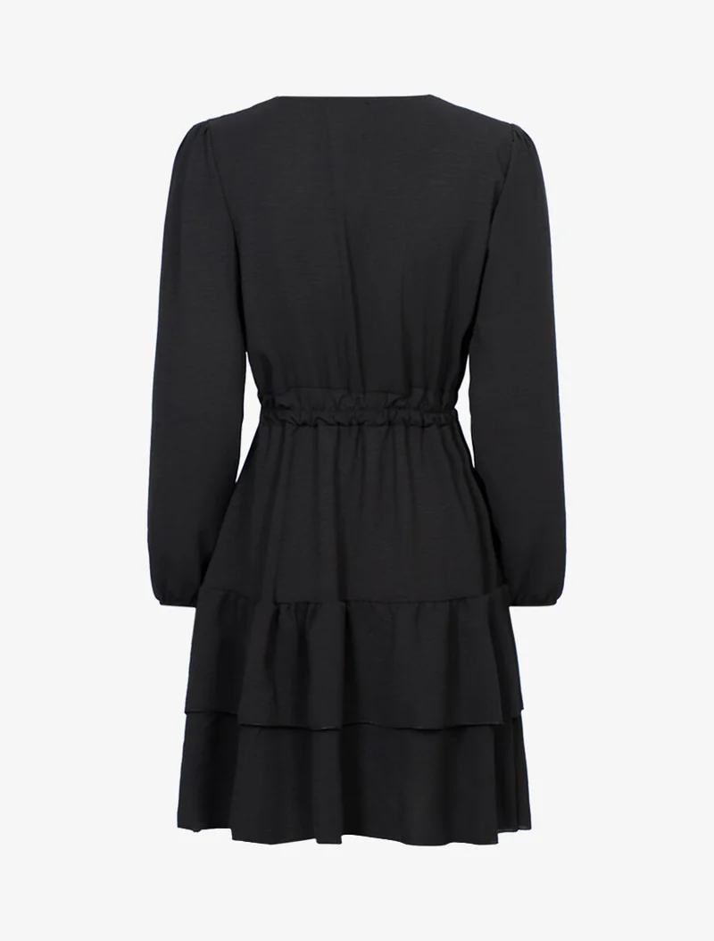 Robe légère à buste boutonné en V - Noir