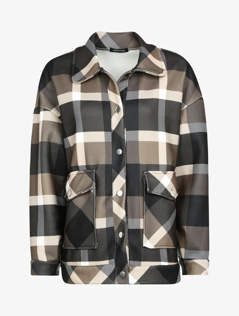 Chemise d'hiver à imprimé tartan - Camel