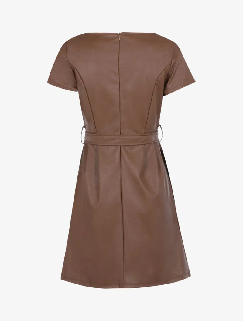 Robe classique en simili - Marron clair