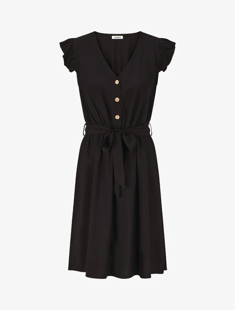 Robe mi-longue unie - Noir