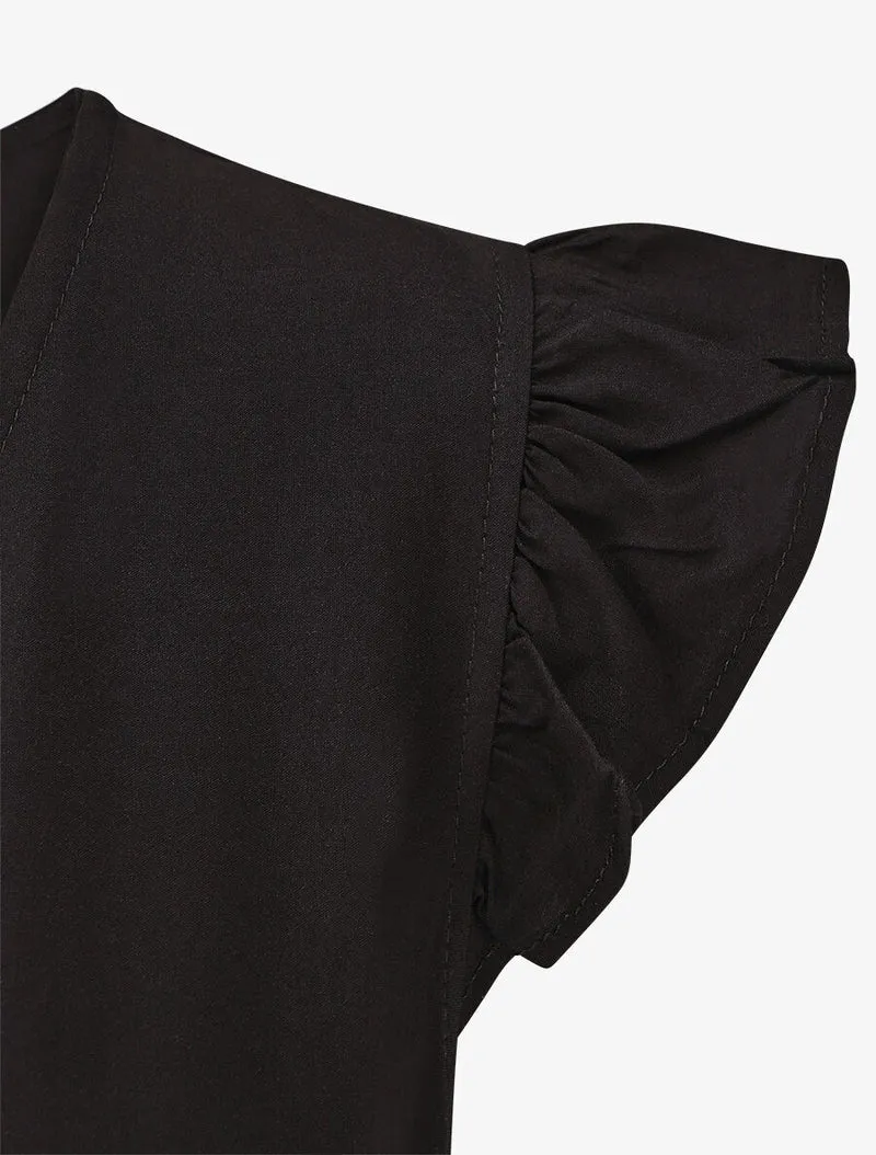 Robe mi-longue unie - Noir