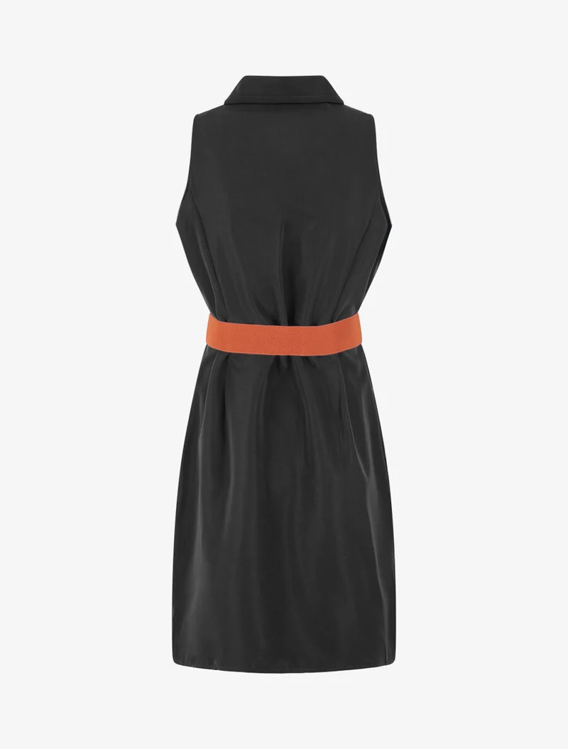 Robe unie style chemise sans manches - Noir