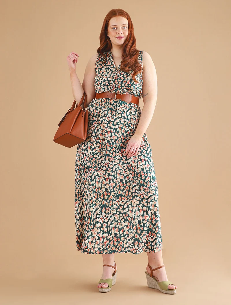 Robe empire imprimé graphique - Vert