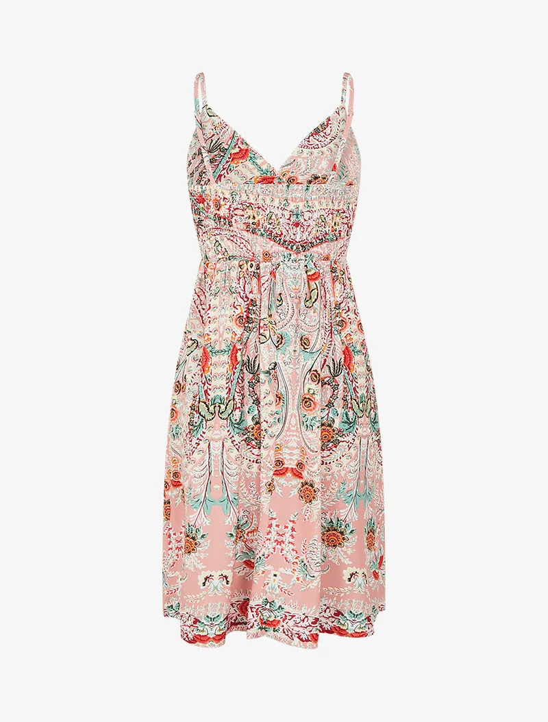 Robe courte à imprimé fleuri - Rose