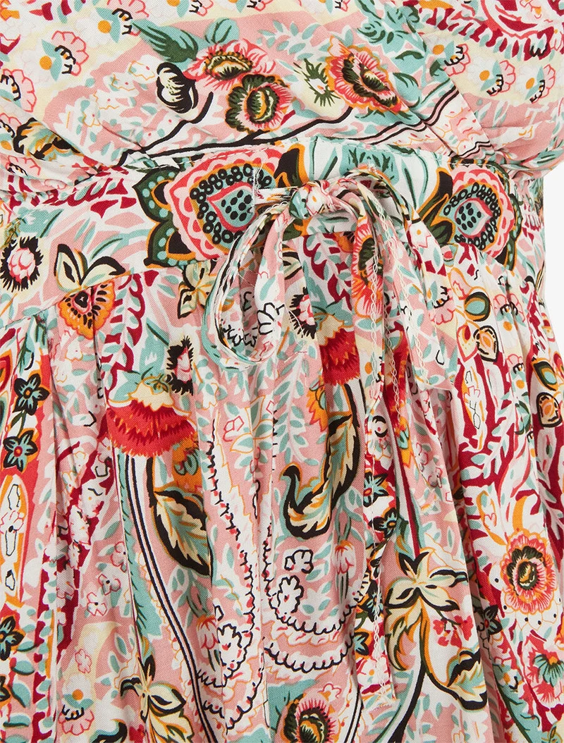 Robe courte à imprimé fleuri - Rose