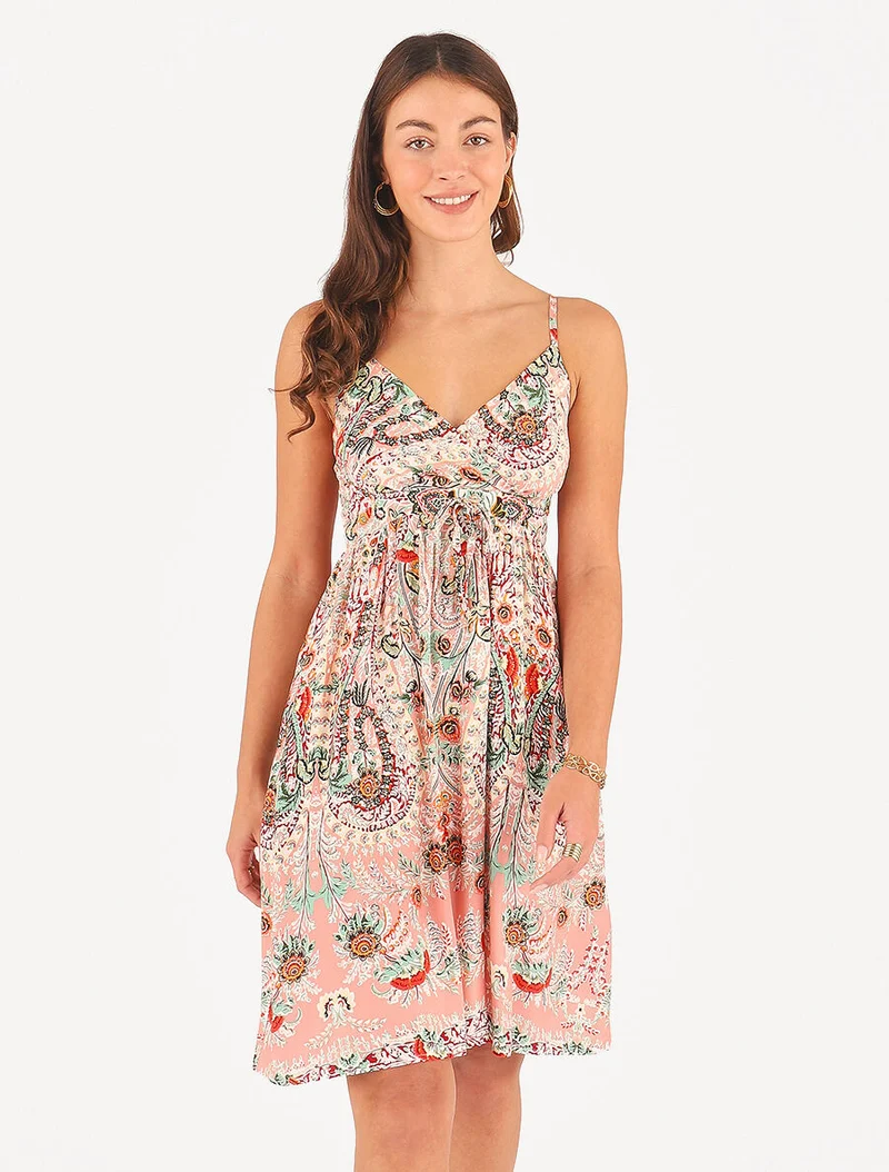 Robe courte à imprimé fleuri - Rose