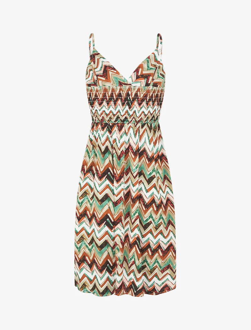 Robe courte à imprimé zig-zag - Vert