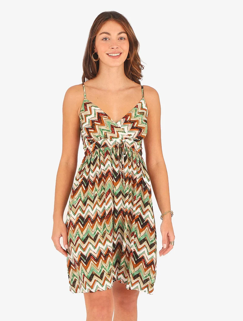 Robe courte à imprimé zig-zag - Vert