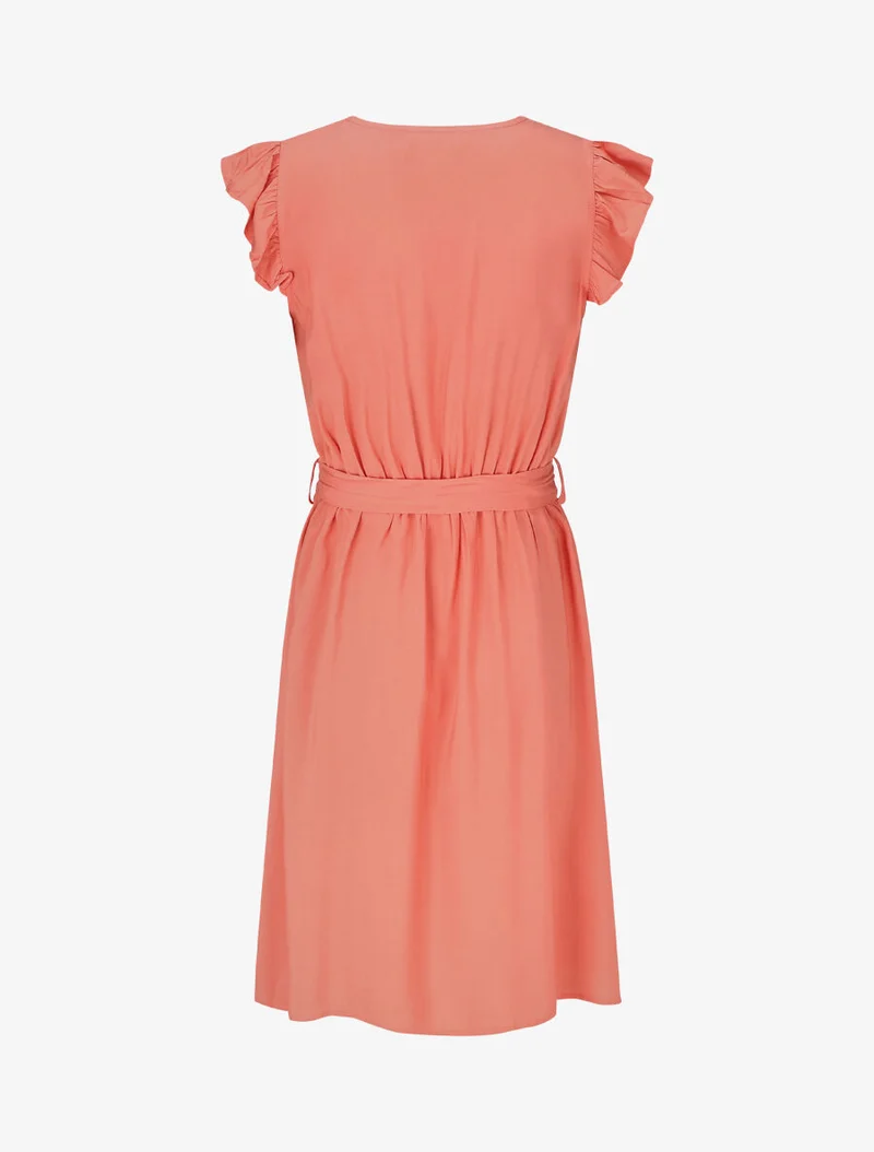 Robe mi-longue unie - Corail