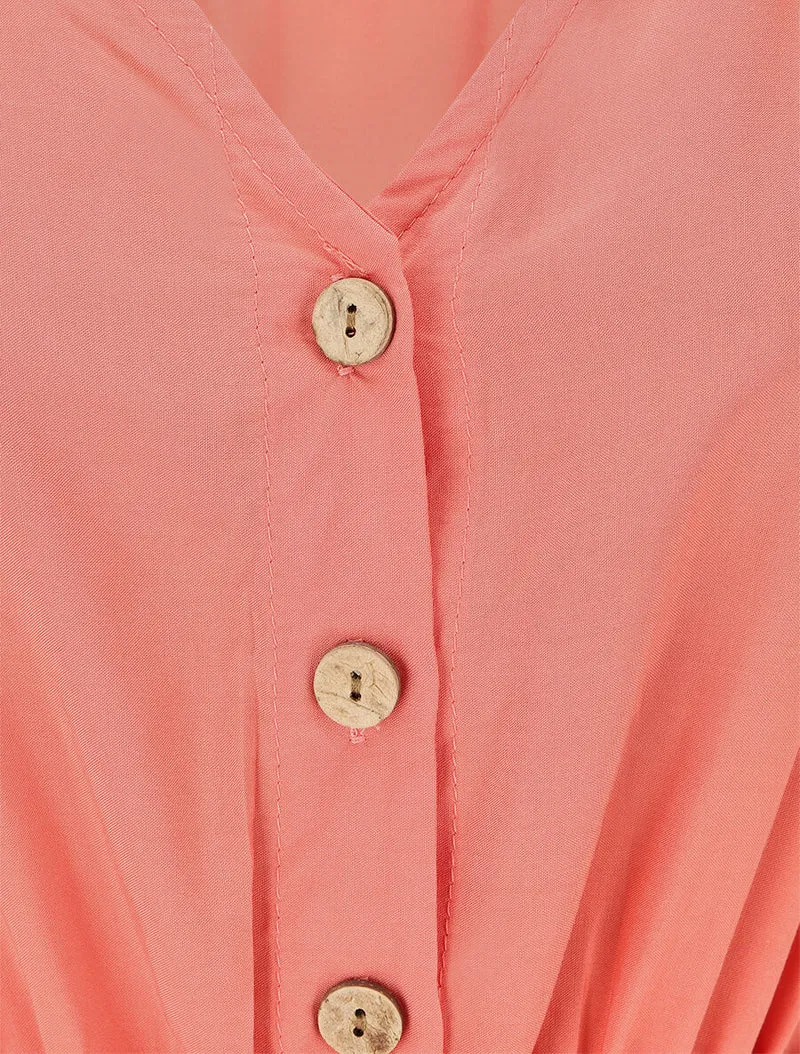 Robe mi-longue unie - Corail
