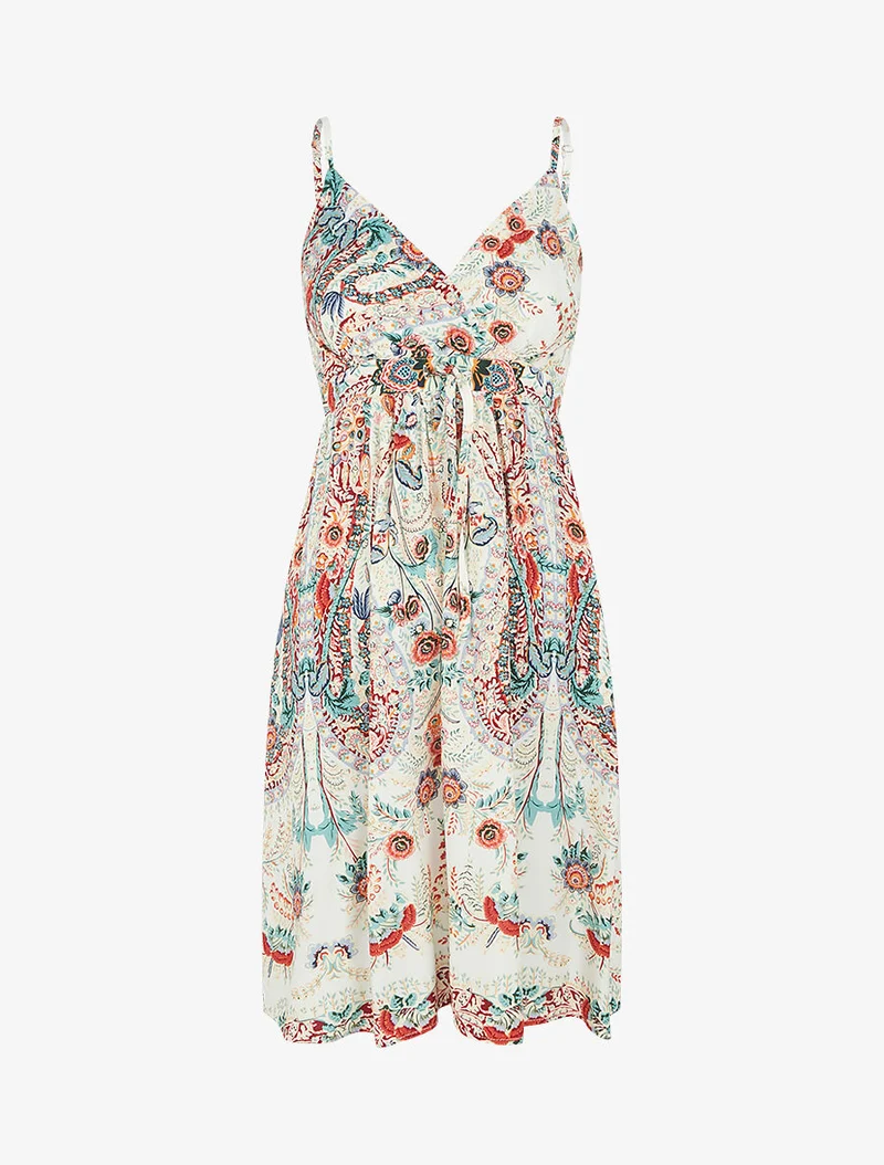 Robe courte à imprimé fleuri - Blanc