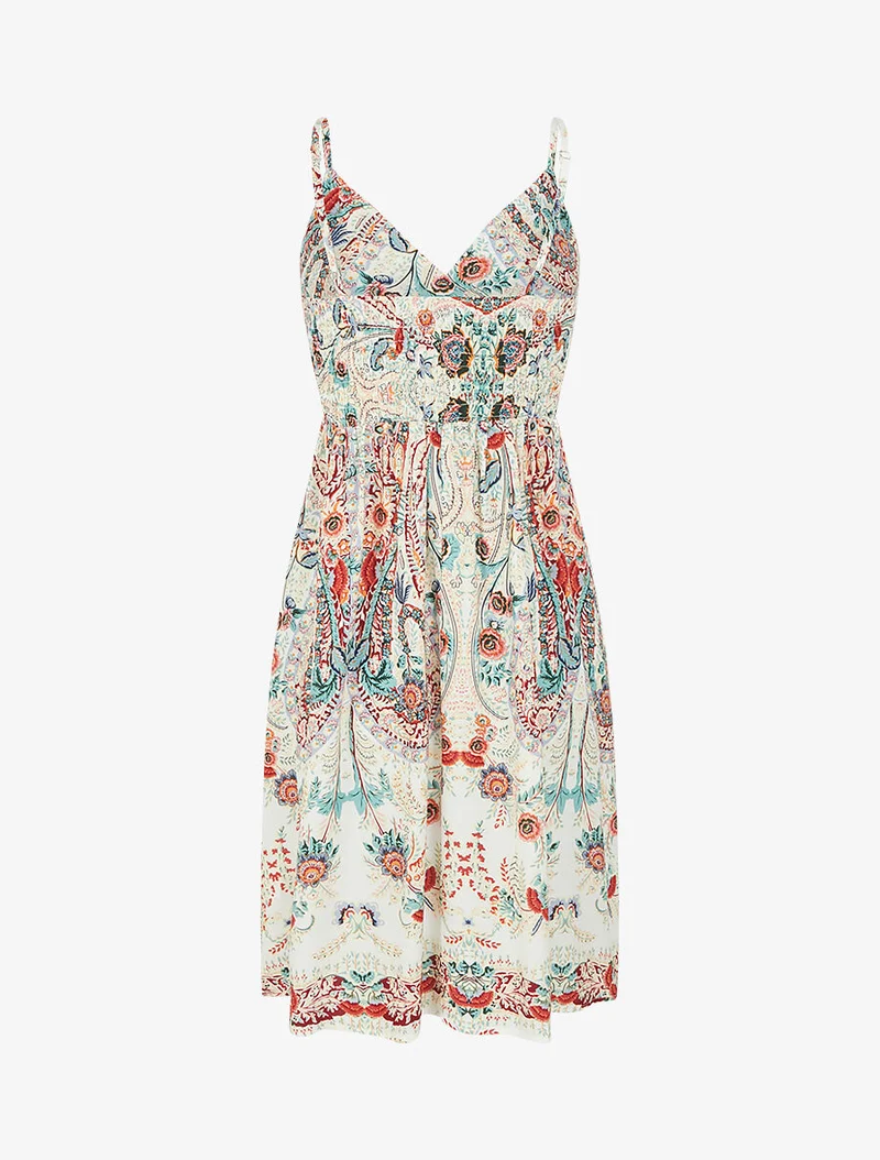 Robe courte à imprimé fleuri - Blanc