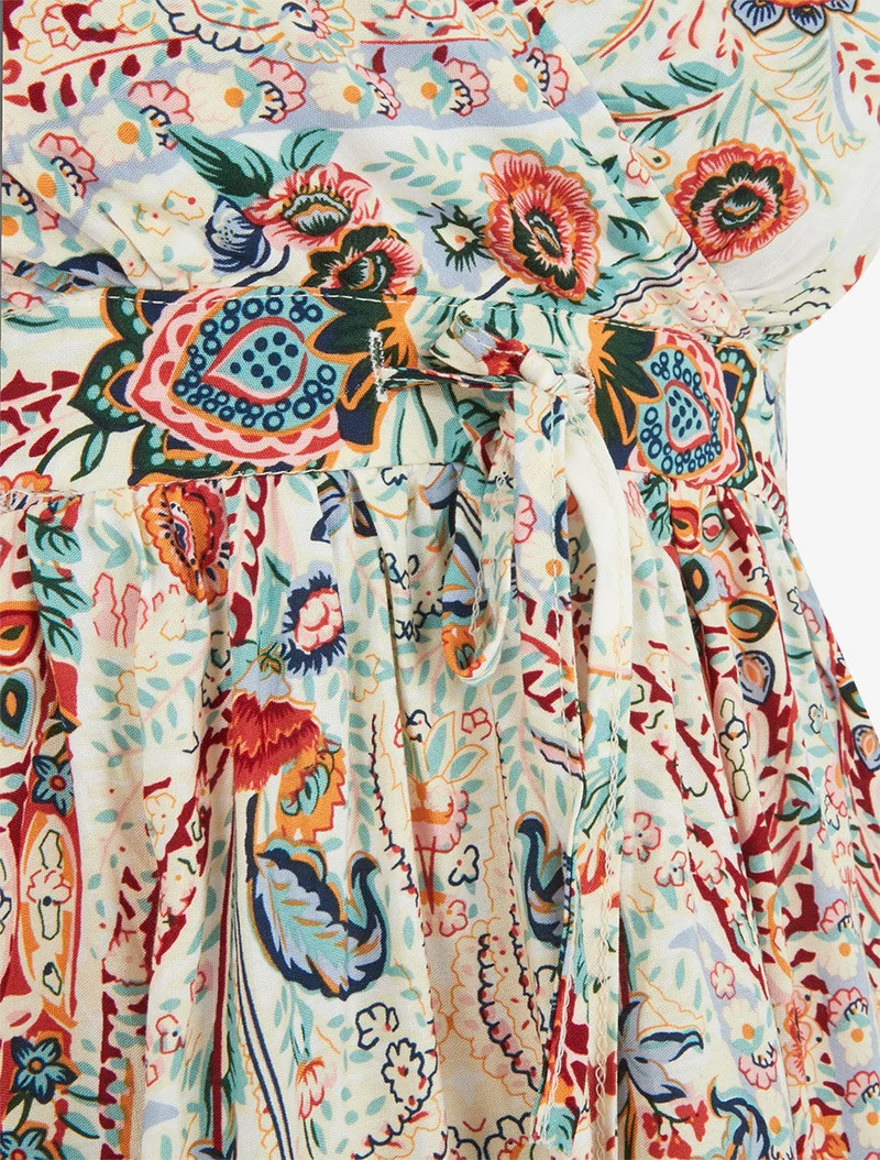 Robe courte à imprimé fleuri - Blanc