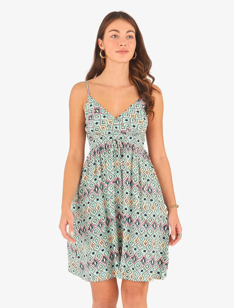 Robe courte à imprimé graphique - Vert