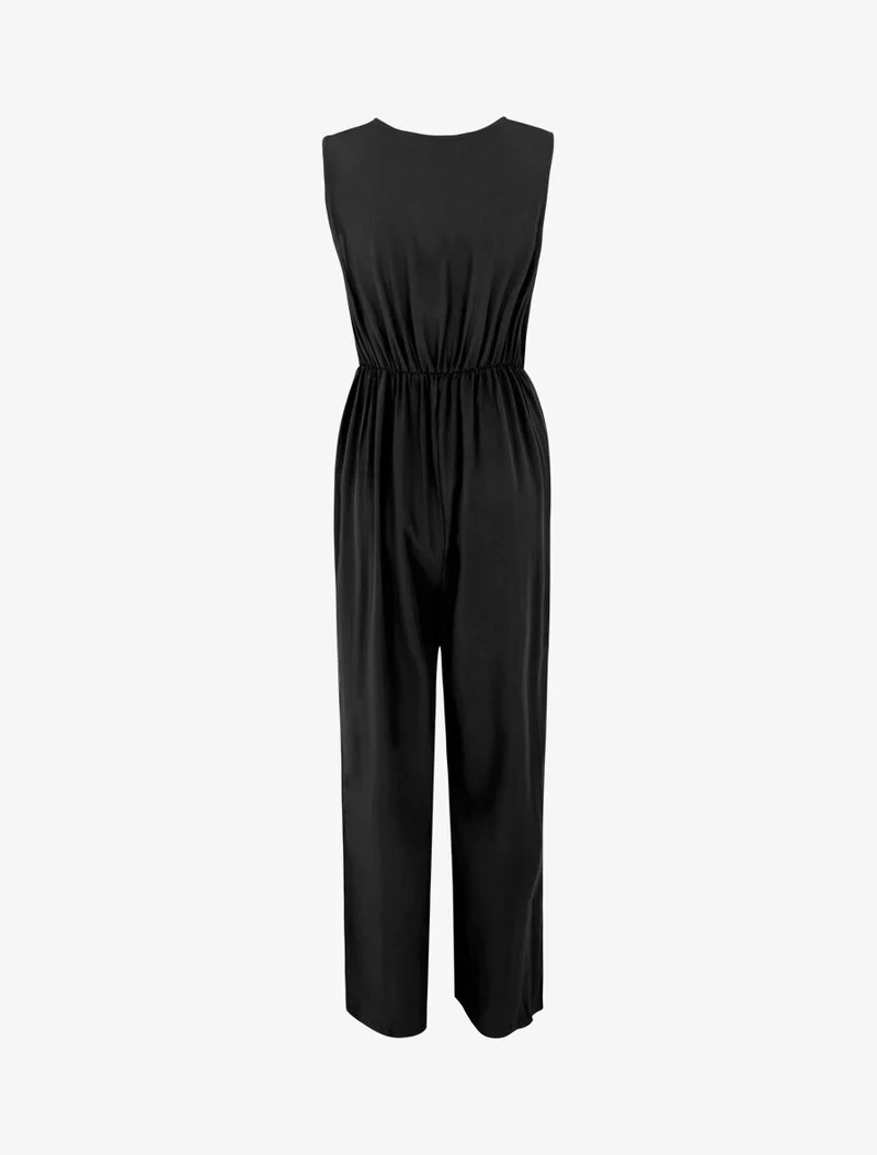 Combinaison fluide unie sans manches - Noir