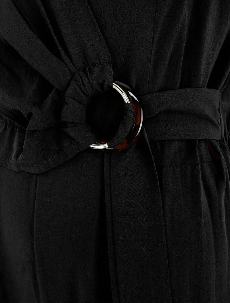 Combinaison fluide unie sans manches - Noir