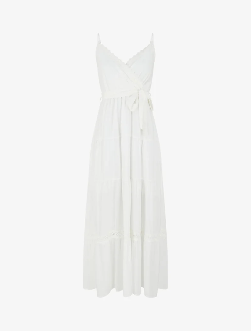 Robe longue unie élastiquée - Blanc